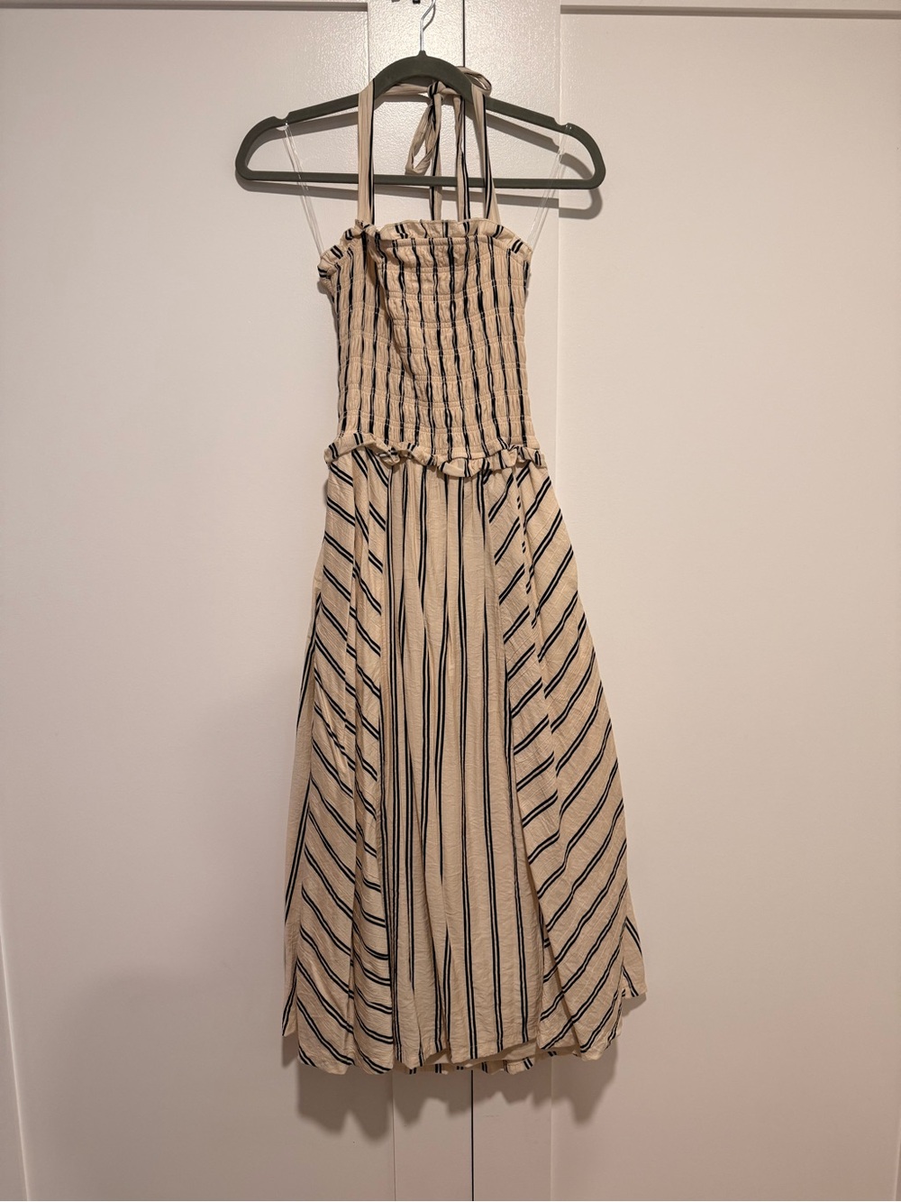 Trixxi Beige Sundress with Black Vertical Stripes - Formerly from Francesca’s